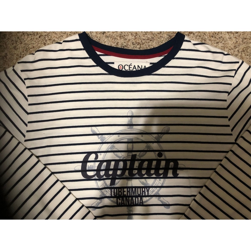 Oceana Striped Captain Long Sleeve Womens Shirt 2XL Coastal Indie Tobermory